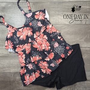 Aleumdr Plus Size Flounce Boyshort Tankini Swimsuit Size 18W